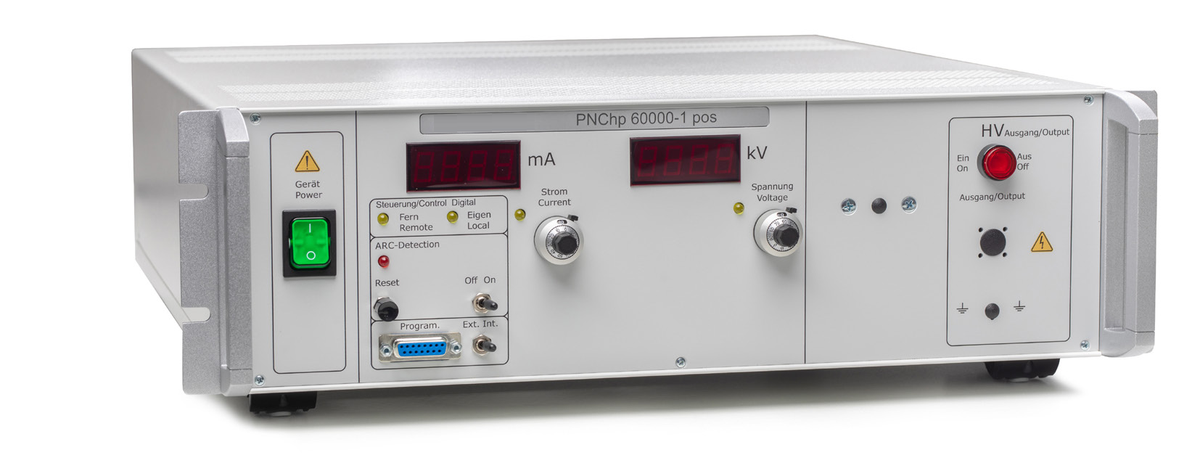 Figure 2. Photo. PNChp 60000-1 high-precision DC high-voltage supply, front panel.