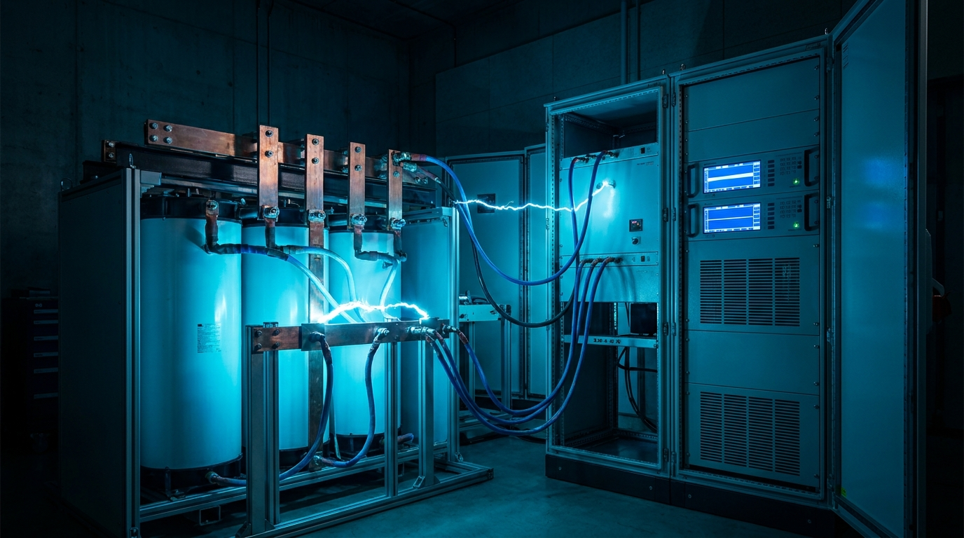 Capacitor bank charging setup for a pulsed-power experiment
