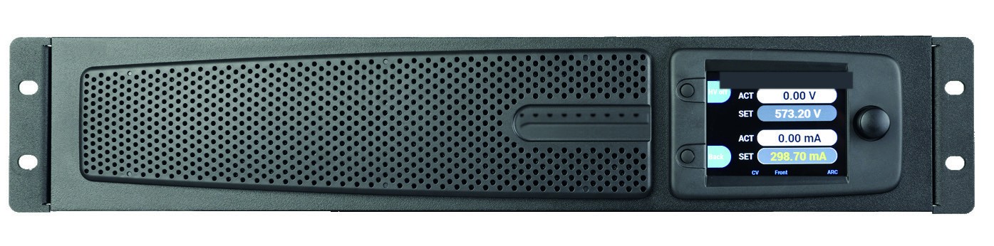 HVX-Series front panel: perforated grille and color TFT display with soft keys