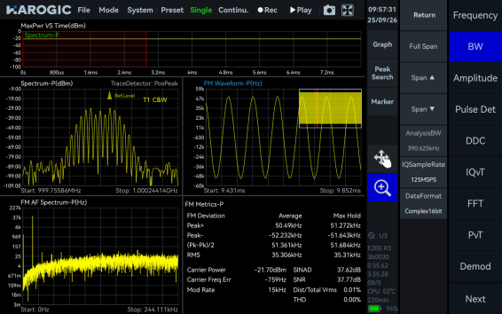 SpectraCore screenshot: FM Demodulation.