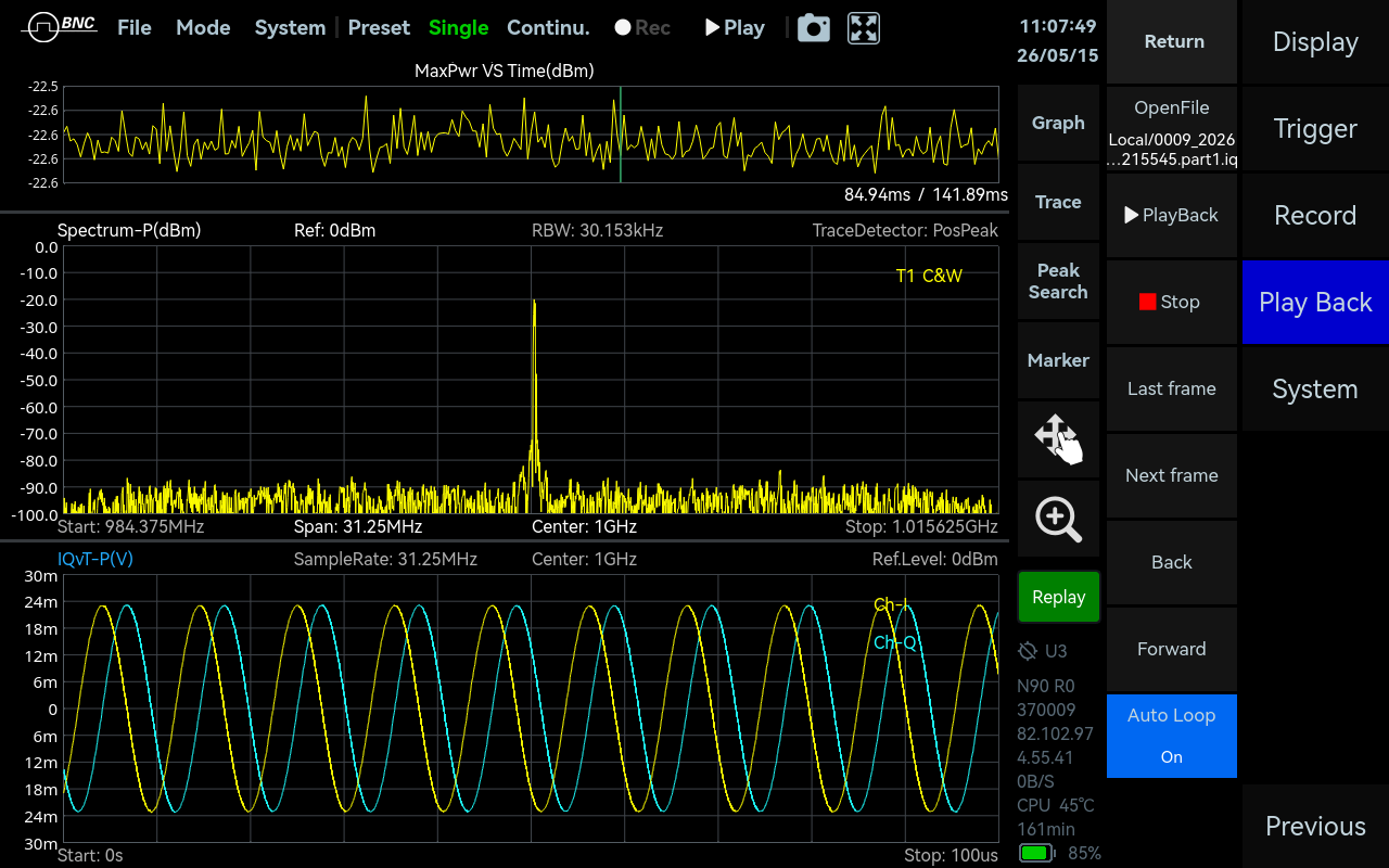 Data Record and Playback in SpectraCore